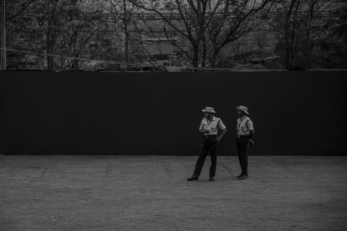 Armed security guard on duty at an Orlando commercial property