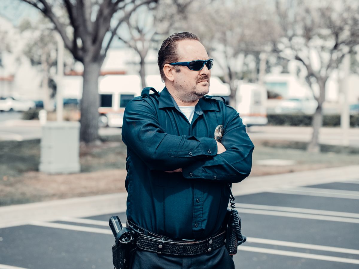 Uniformed security officers on duty in Orlando, Florida